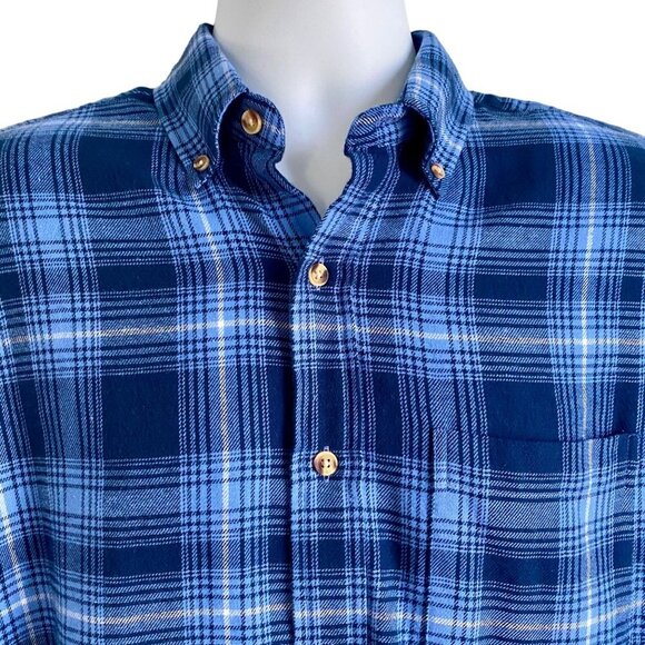 Tackle & Tides Blue Plaid Cotton Flannel Shirt Men's Large NEW - Picture 6 of 11